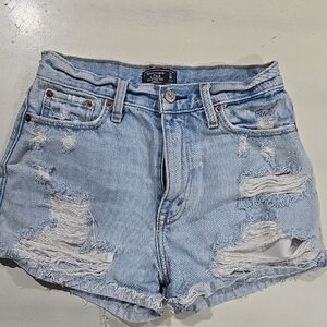 Abercrombie & Fitch Light Blue Distressed Denim Cutoff Shorts